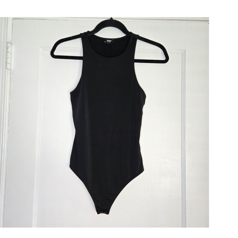 Express Body Contour Black Bodysuit Womens XS Sleeveless Snap Stretch